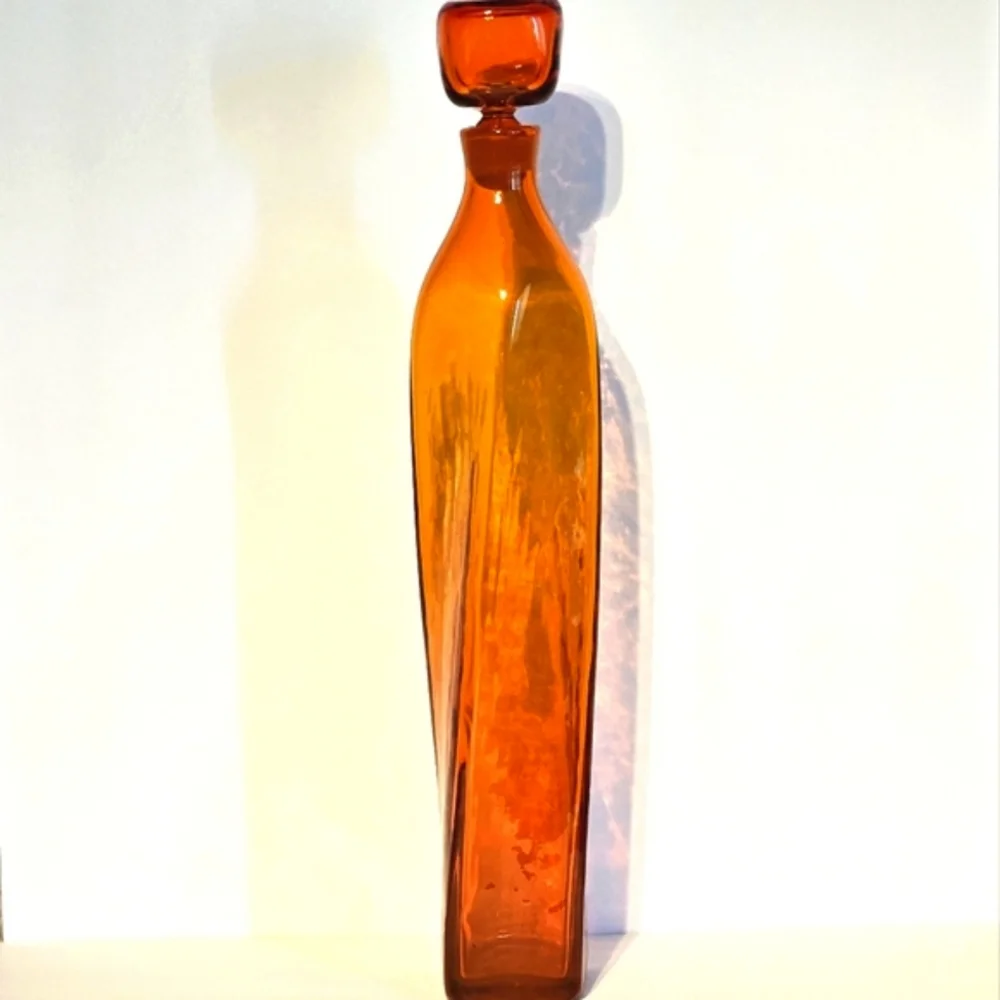 RARE VTG BLENKO Tangerine Twist Glass Decanter & Stopper MCM Artist Wayne Husted - Picture 7 of 13